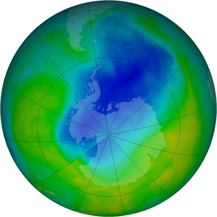 Antarctic ozone map for 07 December 1996
